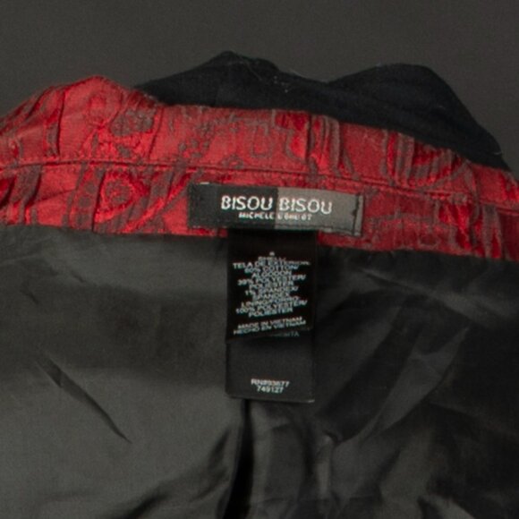 BISOU BISOU Paisley Blazer Jacquard Brocade Fitted Long Coat Dress 90s Red 6 - Picture 3 of 12